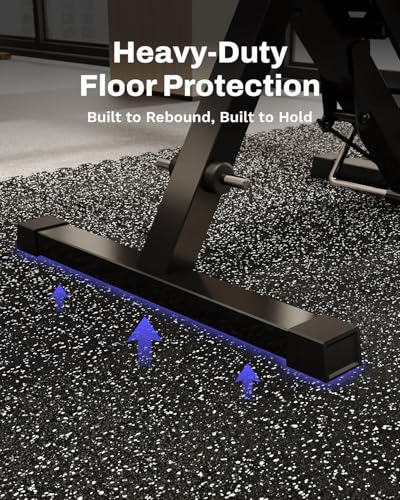 0.79in Thick 48 Sq Ft Exercise Equipment Mats (Black/White / 48 Sq Ft (12 Tiles))