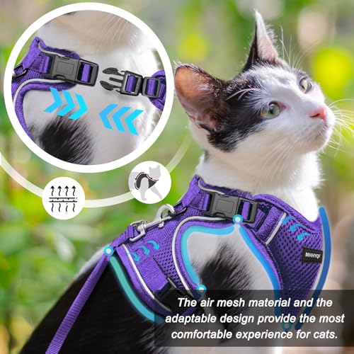 Cat Harness and Leash Set for Walking Escape Proof (Purple / X-Small)
