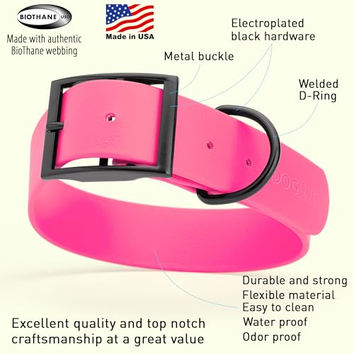 Biothane Waterproof Dog Collar Strong Coated Nylon Webbing with Black Hardware Odor