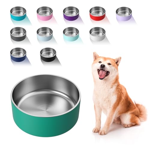 Dog Bowl Stainless Steel Food and Water Bowl (40 oz / Deep Green)