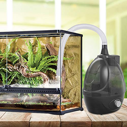 Reptile Humidifier Mister Fogger Tank Extension Amphibians 2.5L (Black-2 Tube)