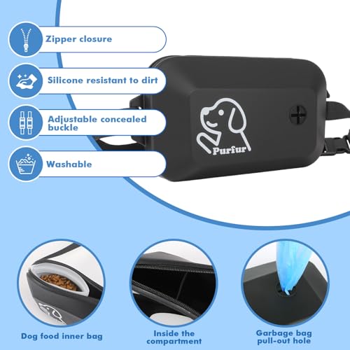 Dog Treat Pouch with Clicker & Poop Bag Holder (Black)