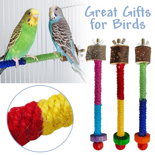 Parrot Cage Perches Stand Pole Parakeet Paw Grinding Stick Colorful Wood Perch Platform for Parakeets Cockatiels Lovebirds Green Cheeked Conures