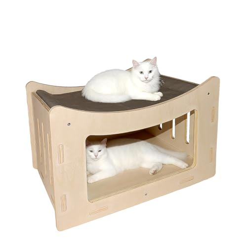 Cute Cat Head Wooden Indoor Cat House