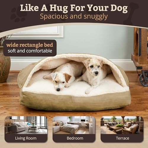 Rectangle Cozy Cave Dog Bed (Khaki / Small)
