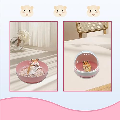 Hamster Carrier Cage Portable Cages Small Animals Carry Travel Case with Water Bottle Plastic Breathable Guinea Pig Outgoing Cage for Dwarf Hamster Ferret Chinchillas Hedgehog (【Pink】)