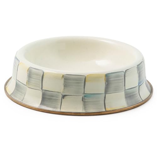 Enamel Pet Dish (Sterling Check / Small)