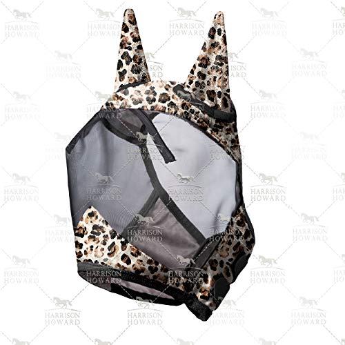 LumiVista Horse Fly Mask Standard with Ears UV Protection for Horse Leopard Print M Cob (leopard print / Cob (Medium))