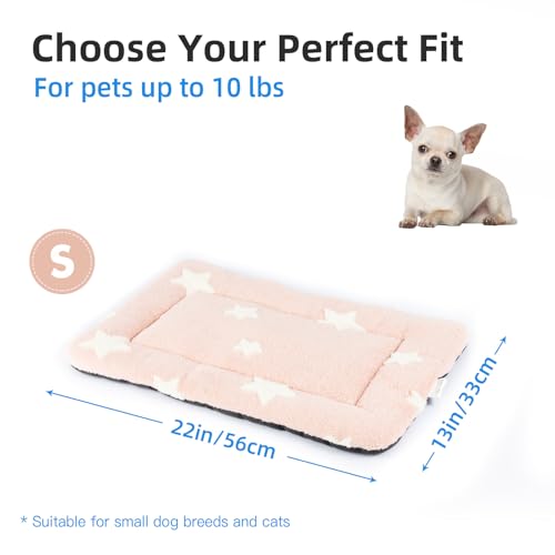 Cat Beds for Indoor Cats Washable Cat Mat Bed Flat Dog Crate Pad (22''L x 13''W x 1.5''Th / Pink)