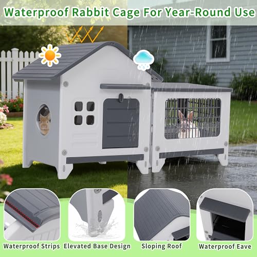 Plastic Rabbit Cage Outdoor Indoor (Grey / 45.3"L x 20.1"W x 27.2"H)