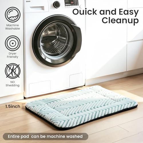 Dog Crate Pad Washable Cat Dog Bed for Crate Flat Pet Kennel Mat (24''L x 18''W x 1.5''Th / V: Chevron Blue)