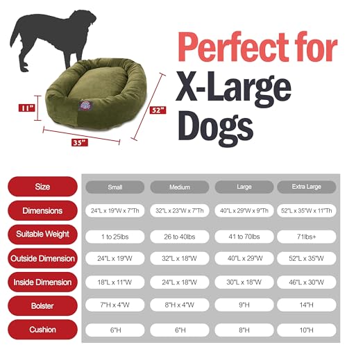52 Inch Micro Velvet Calming Dog Bed Washable (Fern)