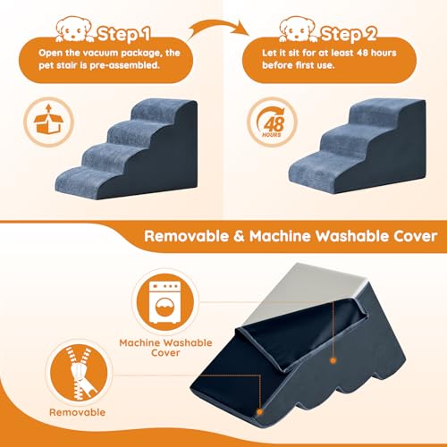 Dog Stairs for Small Dogs 11.8" H (Navy / 2-Step 11.8"H)