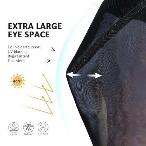 Horse Fly Mask with Ears (Coral Orange / X-Large (Warmblood))