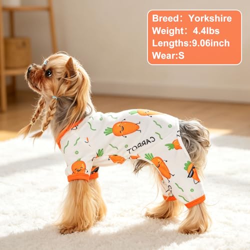 Dog Pajamas Pjs Summer Dog Clothes for Small Dogs Girl (Carrot / Small（3-5 lb))