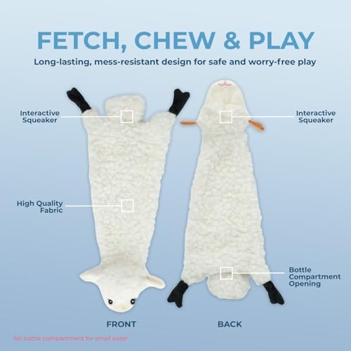 2-in-1 Stuffless Squeaky Dog Toy - Sheep, Small (Sheep / Small)