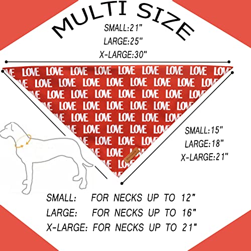 Valentine's Day Dog Bandanas 2 Pack (Red / Large)