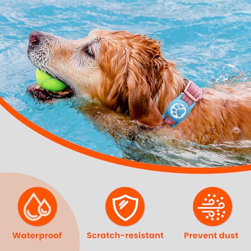 Waterproof Airtag Dog Collar Holder for Apple Air Tag (Blue)