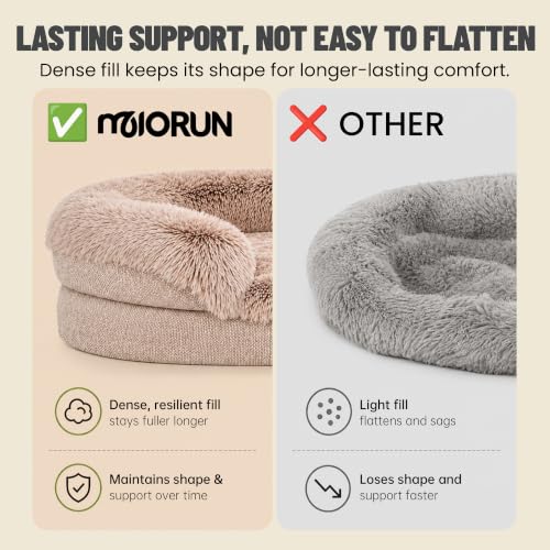 Fluffy Orthopedic Dog Beds Large Sized Dog (Beige / L(43", UP to 90lbs))