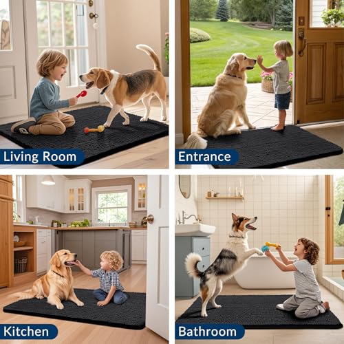 Dog Door Mat for Muddy Paws 36x24 (Black / 36"X24")