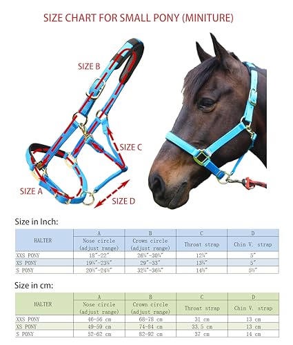 Adjustable Horse Halters by Heavy Duty Soft Nylon (Purple / S Pony)