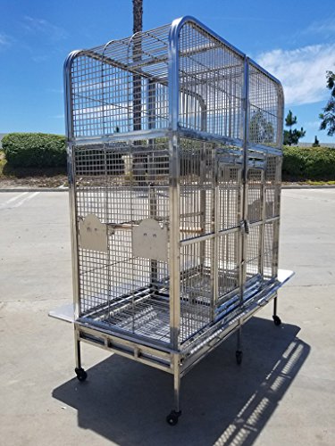 XL Size Full 304 Stainless Steel Double Macaw Cockatoo Parrot Bird Pet Breeder Cage w