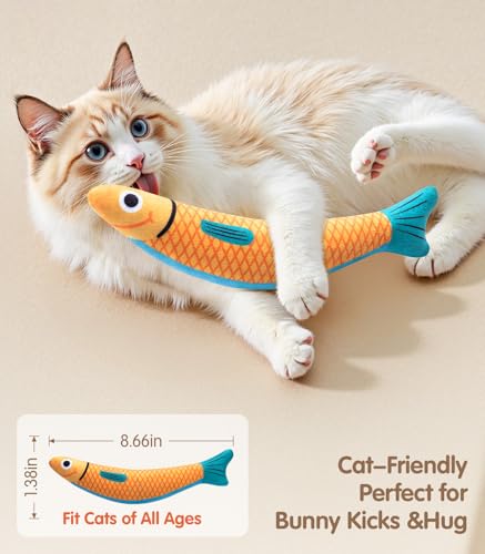 Cat Toys with[5000mg A+Natural Catnip &Silvervine] [Baby Grade] Interactive Soft Chew Kicker Cat Toys for Indoor Cats & Kittens (Blue+Yellow)