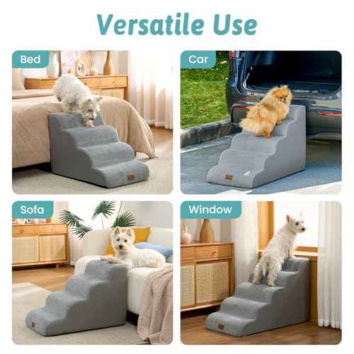 Wide Dog Stair for Small Dog 22.6" H (Grey / Wide:17.7"x33"x22.6")