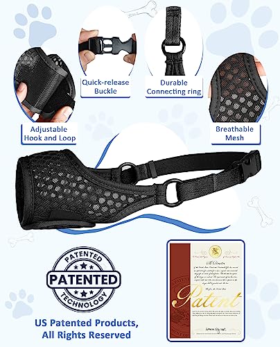 Soft Muzzle for Medium Large Sized Beagle Labrador German Shepherd (Black / S)