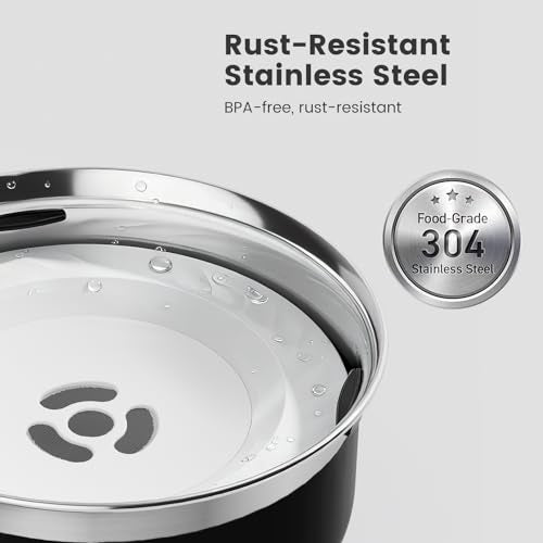 Dog Water Bowl Stainless Steel Dog Bowl (Black / Small (2L))