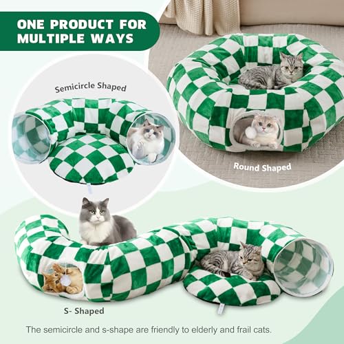 Cute Round Cat Tunnel for Indoor Cats (Green/White / Round)