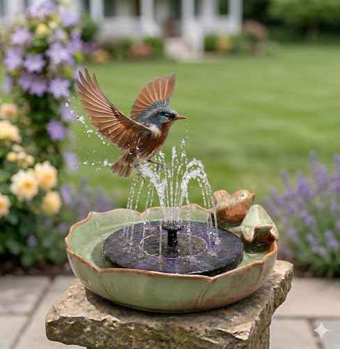 Solar Hummingbird Fountain (birdbathwithfundation)
