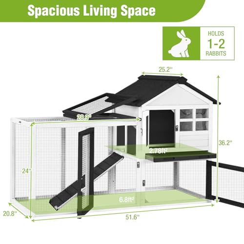 Rabbit Hutch Indoor or Outdoor (White / 48.0"L x 48.0"W x 24.0"H)