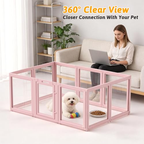 Acrylic Dog Playpen Indoor (Skin Pink / 23.6"H)