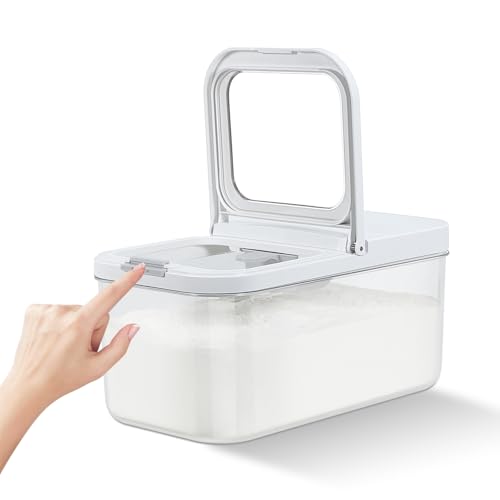 Rice Flour Storage Container with Automatic Flip (White/Clear / 6.5 Qt-Flip)