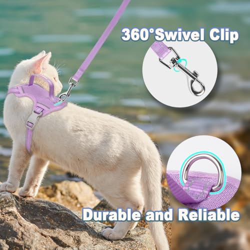 Cat Harness and Leash Set Escape Proof for Kitten Walking (Medium / Violet Purple)