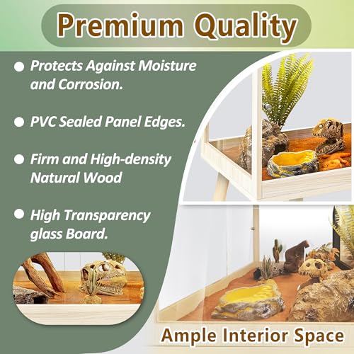 Reptile Enclosure with Leg (Oak / 40"x20"x20",65Gallons)