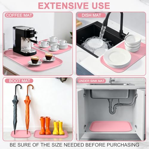 Waterproof Silicone Pet Food Mat with Raised Edge for Dog & Cat (Sakura Pink / 12"L x 12"W)