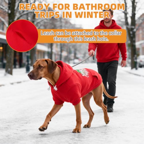 Christmas Dog Hoodie for Medium Large Dogs (Christmas Red / Large)