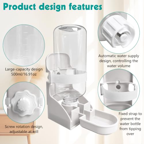 2PCS Rabbit Water Bottle (2PCS Water Dispenser, White)