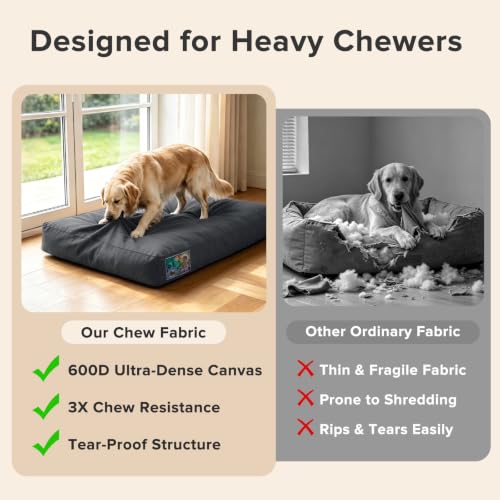 Chew Proof Indestructible Dog Bed (Grey / XL(42"x30"x4"))