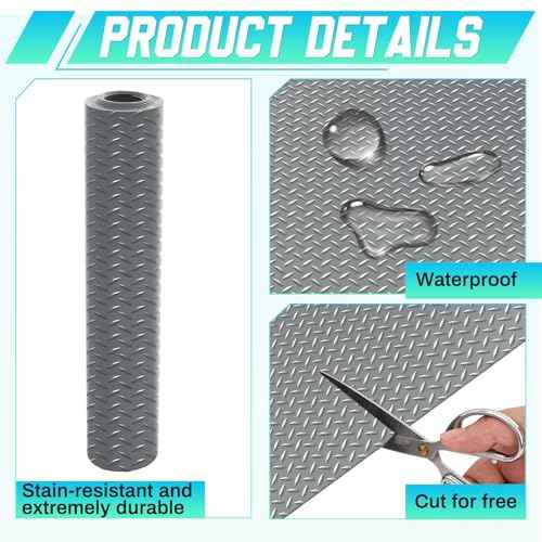 16 in X 10 ft Rubber Diamond Plate Garage Floor Mat (Diamond Plate / 16 in x 10 ft / Grey)