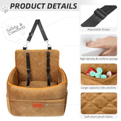 Dog Car Seat for Small Medium Dogs (Coffee)