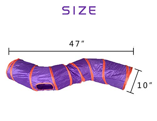 Cat Tunnel Toys for Indoor Cats Kittens Rabbits (47" (Shape S) / Purple)