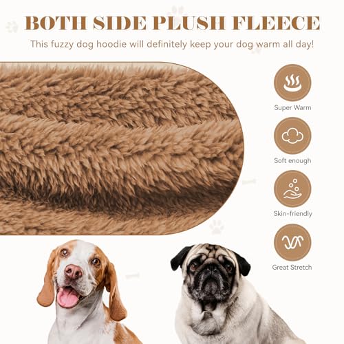 Fuzzy Dog Hoodie Dog Sweaters for Large Dogs Soft Double (XX-Large / Coffee)