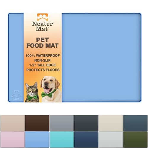 Neater Mat Pet Mats for Food and Water (19"L x 12"W / Light Blue)