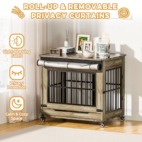 32" Dog Crate Furniture (Greige / 32.5"L x 22.0"W x 29.5"H)