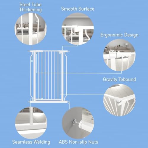 40.55" Extra Tall Baby Dog Pet Gate 73.62 (White / 73.62-80.70"/187-205cm)