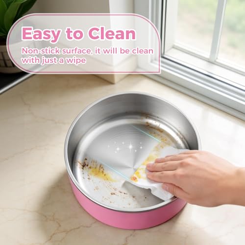 Dog Bowl Stainless Steel Food and Water Bowl (40 oz / Pink)