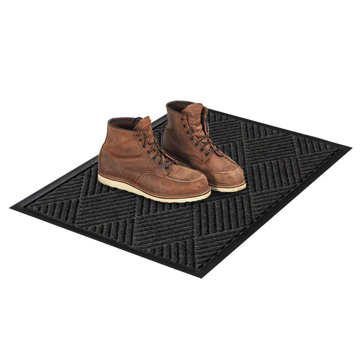 Diamonds Front Door Mat Indoor Outdoor Entrance (35.5"L x 23"W x 0.4"Th / Charcoal)